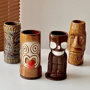 Vente en gros de tasses à cocktail en céramique Tiki Crâne, style <span class=keywords><strong>pirate</strong></span> <span class=keywords><strong>des</strong></span> Caraïbes et zombie, pour bars hawaïens, fêtes, restaurants, avec logo personnalisé, idéal comme cadeau - Product Image 5