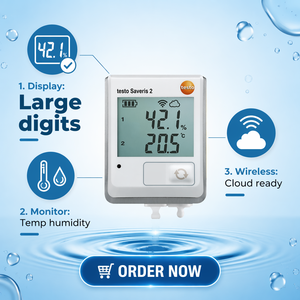 Registrador de Temperatura y Humedad Industrial de Alta Precisión Testo Saveris2-H1, Instrumento Experimental ABS NTC para Uso Doméstico - Product Image 1