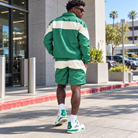 Ensemble de survêtement en nylon pour homme, veste coupe-vent légère et short, style rétro, streetwear sportif, tenue deux pièces pour l'été