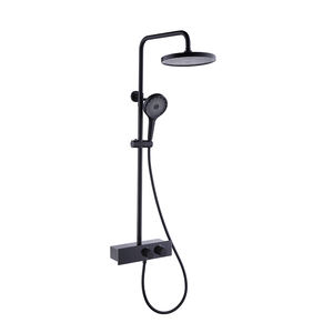 Ensemble de <span class=keywords><strong>douche</strong></span> à effet pluie en laiton à double poignée 3 fonctions avec douchette de plafond et douchette à main en laiton brossé, cartouche en céramique pour usage domestique - Product Image 1