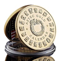 Pièce plaquée personnalisée 40mm Calendrier plaqué or aztèque Collection de pièces de monnaie de médaille souvenir