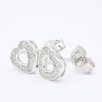 Pendientes de Diamantes con Corte Brillante Redondo en Forma de Corazón Clásico de Oro Blanco de 18k, Diseño Único y Moderno 2022, Conjuntos de Joyería para Mujer