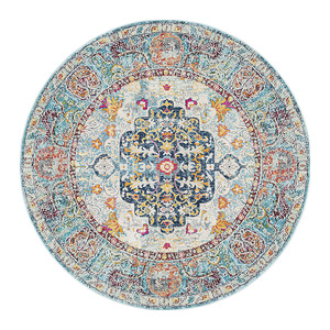 Alfombra Redonda Retro Americana con Patrón de Medallón, Fibra de Poliéster, 8x10 Pies, Antideslizante, para Sala de Estar, Decoración del Hogar - Product Image 5