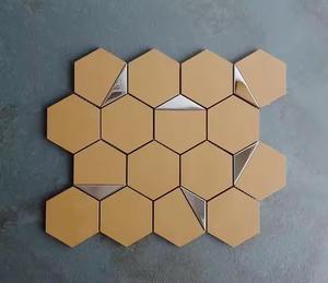แผ่นกระเบื้องโมเสคเซรามิกหกเหลี่ยม PVD สีเงิน73มม. แผ่นเคลือบเงาด้านออกแบบข้าวโพดสำหรับผนังภายในห้องน้ำห้องนั่งเล่น - Product Image 1