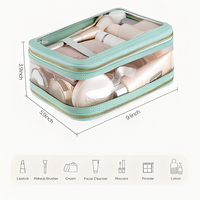 Sac de voyage pour maquillage en PVC transparent carré à double fermeture éclair, grande capacité, imperméable, résistant à l'eau, écologique, tendance