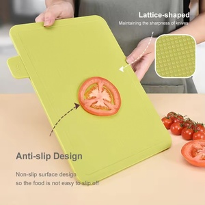 Multi-functional Cutting Board Set of 4 Pieces Meat Fruit Chopping Board <b>Plastic</b> Kitchen Cutting Board with Stand - Product Image 4