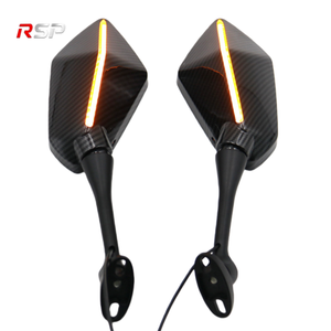 Nouveau rétroviseur de moto en alliage d'aluminium CNC et boîtier en plastique, verre plat, clignotant LED, montage avant, style sport, paire - Product Image 5