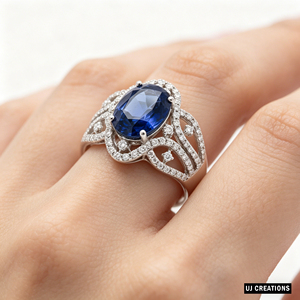 Bague personnalisée en or massif 10K/14K/18K avec pierre précieuse ovale et diamant de laboratoire qualité VVS-VS taille brillant, bijou de mode - Product Image 3