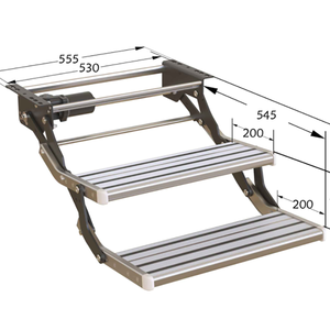 Escalones Plegables para Autocaravana, Escalón <span class=keywords><strong>Doble</strong></span> Eléctrico de Aleación de Aluminio, Negro o Plateado, Escalones para Autocaravana - Product Image 3