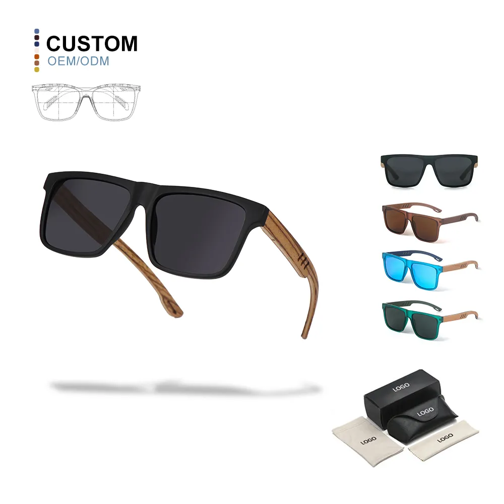 OEM Wholesale Sunglasses 2024 Lunettes De Soleil Custom Logo Bamboo Polarized Lens Wood Wooden Sunglasses for Men and Women