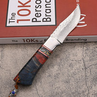 VG10 Damas Poignée solidifiée et stabilisée Lame fixe Collection de pêche en plein air Camp de survie Outil de couteau EDC