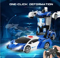 Voiture télécommandée 27 MHz transformable en robot avec fonction de déformation à une touche et pulvérisation, jouet avec lumière LED pour garçons et enfants, cadeau