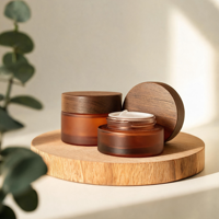 Pots cosmétiques avec couvercle en bambou pour soins de la peau, pour salle de bain et coiffeuse, au design unique et touche personnalisée