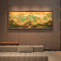 Wuyue Duzun Berg-Hängebild aus Messing und Massivholz, handgefertigt, beweglich, individuelle Größe, neuer Stil für Wohnzimmer-Sofa-Hintergrund