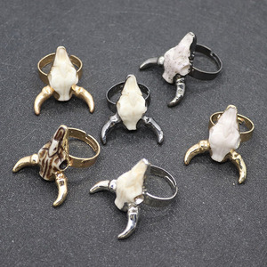 Anillo de Compromiso RR1005 Popular de Resina Dorada, Plateada y <span class=keywords><strong>Negra</strong></span> con Diseño de Calavera de Toro, Cuernos y Esqueleto, Regalo para Ella - Product Image 6