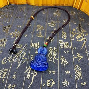 Collar con Colgante de Buda de la Medicina Tridimensional Esmaltado, Collar de Buda de Obsidiana de Moda para Hombre, Collar de Pareja Fengshui, Joyería - Product Image 4