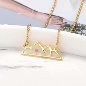 Meetyoo collana pendente rettangolare in acciaio inox alla moda per donne bambini romantiche stile semi di senape collana in resina d'oro - Product Image 5