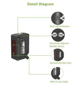 AKUSENSE PTV-T500N 5000mm Thru-beam sensore fotoelettrico ottico rilevamento regolabile gamma <span class=keywords><strong>L</strong></span>./D. Su NPN 3 filo - Product Image 4