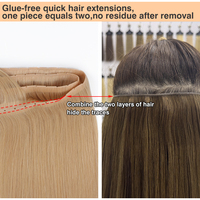 Genius Weft Cheveux Russes, Trame en PU, Trame Invisible, Cheveux Vierge Remy 100% Humains, Injectés des Deux Côtés, Trame Papillon Invisible