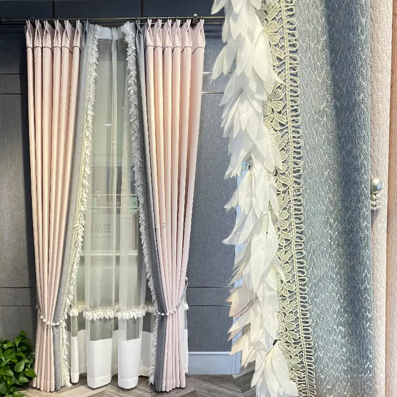 Sunny Textile French Romantic Bedroom Blackout Feather Living Room Finished Curtain