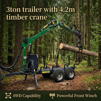 Tracteur forestier DIBO CE TUV, hydraulique, 3 tonnes, usage domestique, 4 roues motrices, chargeur de grumes avec grue à grappin de 4,2 m