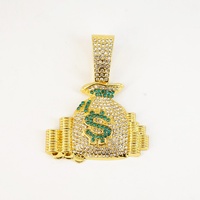 Européen Américain Hip-Hop Hommes Collier Dollar $ Symbole Argent Sac Pendentif Alliage Strass Transfrontalier Bijoux pour Fêtes