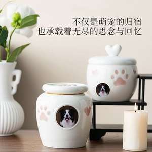 Urne funéraire en céramique personnalisée avec <span class=keywords><strong>photo</strong></span> - Contenant élégant pour la crémation des chiens, des chats et des animaux de compagnie bien-aimés - Product Image 5