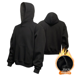 Custom Heavyweight 420gsm Knitted Cotton Regular Fit Winter Men's Hooded <strong>Hoodies</strong> with Digital Printing &amp; Embossed Design - Product Image 4