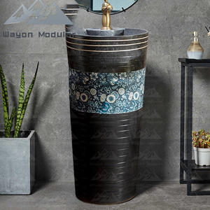 Wayon Retro estilo chino lavabo al aire libre patio columna lavabo de una pieza suelo de pie jardín lavabo al aire libre - Product Image 2