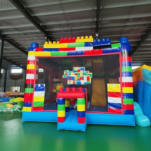 Château Gonflable Commercial Thème Blocs Construction avec Toboggan Obstacles Panier Basket à <span class=keywords><strong>Vendre</strong></span> pour Enfants - Product Image 2