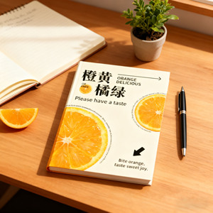 Máy tính xách tay theo chủ đề màu cam và màu xanh lá cây có hình minh họa màu cam sáng và văn bản thơ mộng, ghi lại những niềm vui nhỏ ngọt ngào của cuộc sống. - Product Image 4