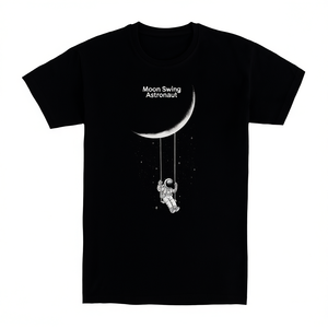 T-shirt Moon Swing Astronaut noir à col rond avec design graphique sur le thème de l'espace - Product Image 2