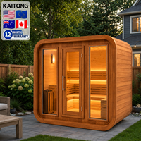 Sauna extérieur en bois de cèdre et de pruche, style traditionnel Kaitong, pour 2, 4 ou 6 personnes, avec foyer électrique et design élégant