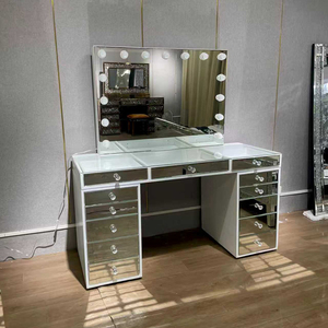 Toeletta OEM con Specchio e Cassetti in MDF, Toeletta con Specchio Decorato con Diamanti, Toeletta per Ragazze - Product Image 2