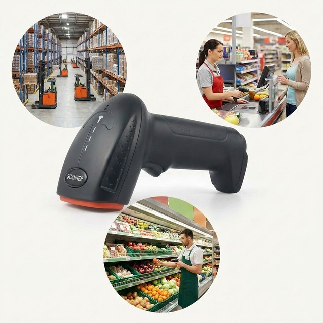 A18 Long Range Wireless Barcode Scanner 2.4G Handheld 1D 2D QR Reader 100m Transmission for Warehouse