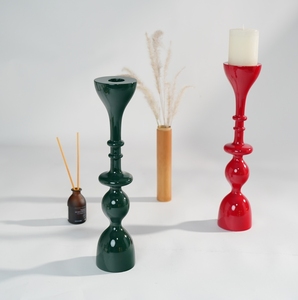 Premium Elegant Lacquer <b>Candlestick</b> Holder, Vintage Glossy Wooden Taper Candle Stand for Modern Luxury Home Decor - Product Image 1