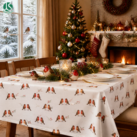 Nappe de Noël carrée jetable en PEVA Robin Bird, écologique, imperméable, pour fêtes, célébrations, maison et cuisine, anti-déversement