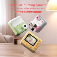 Appareil photo instantané HD, mini appareil photo numérique imprimable, appareil photo de dessin animé, jouet avec enregistrement vidéo, ensemble cadeau