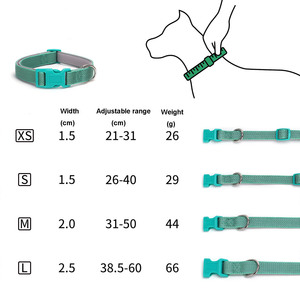 반사 솔리드 나일론 개 목걸이 및 가죽 끈 세트 야외 분실 방지 친환경 애완 동물 목걸이 도매 - Product Image 2