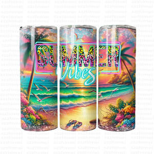 <span class=keywords><strong>Chanclas</strong></span> de playa Summer Vibes 20oz Skinny Tumbler Diseño de sublimación personalizado Taza aislada de acero inoxidable con tapa y pajita - Product Image 3