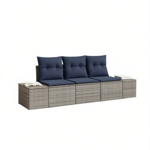 Ensemble de canapé de jardin en polyrotin gris 3 places, mobilier d'extérieur avec coussins, design contemporain, résistant aux intempéries - Product Image 1