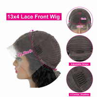 Perruque Lace Front 13*4, Densité 180%, 100% Cheveux Humains, Ondulée (Body Wave), de 12 à 32 Pouces, Peut Être Permanente et Teinte