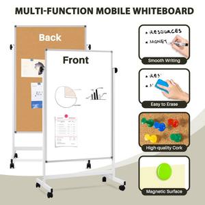 กระดานไวท์บอร์ดสำหรับพกพาที่สามารถปรับความสูงได้, กระดานแม่เหล็กสองด้านสามารถปรับได้กระดานจุกไม้ก๊อก - Product Image 4