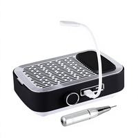 Stylo de polissage rechargeable pour ongles avec collecteur de poussière, repose-main, filtre et lampe d'éclairage – Outil à ongles multifonctionnel 5-en-1