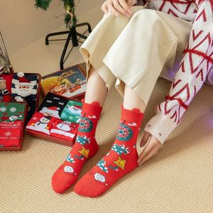 Set de Calcetines Navideños con Caja de Regalo, Novedad Otoño/Invierno, Calcetines de Media Pantorrilla con Dibujos Animados para Mujer, Regalo Familiar de Navidad - Product Image 4