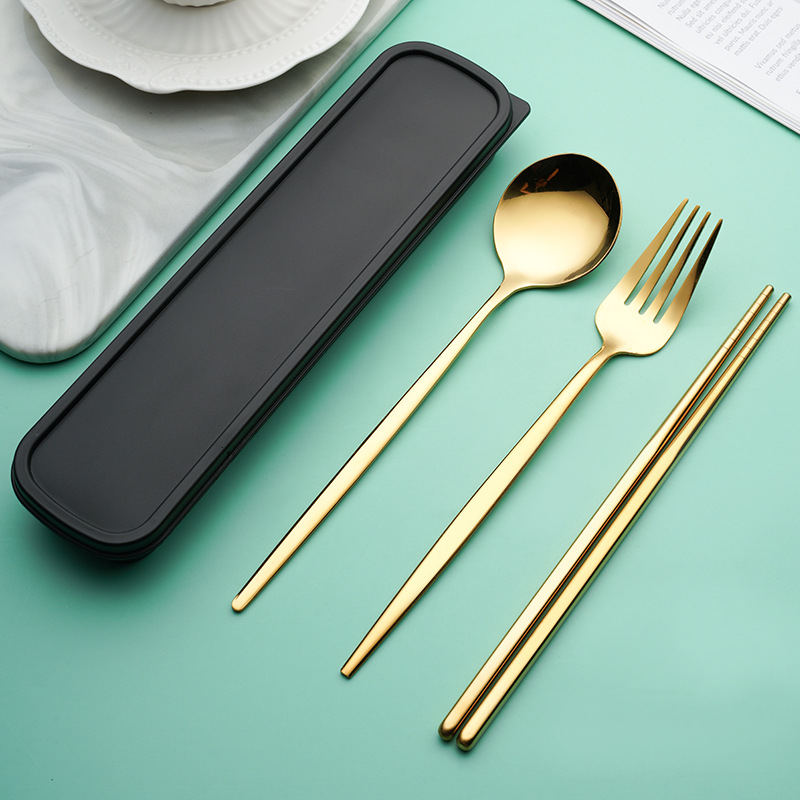 Golden Three-Piece Set [Fork Spoon and Chopsticks]]