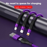 Câble USB 3-en-2 à chargement rapide avec logo personnalisé, haute puissance, Type-C pour iPhone, scanner, écouteurs, conducteur en cuivre pur – Vente Flash