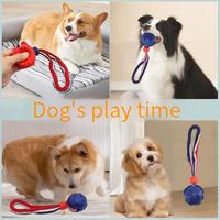 Jouet à mâcher pour chien en TPR en forme de ballon de rugby avec design d'os et corde élastique pour mordre et nettoyer les dents