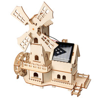Moulin à vent en bois à énergie solaire, kit de bricolage artisanal, matériel pour expériences scientifiques, équipement éducatif STEM T-M106