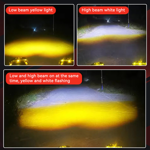 Projecteurs avant de moto à LED, phares stroboscopiques, feux de conduite blancs et jaunes, 2 lentilles, étanches IP67, 4000LM, lampe de travail, feu antibrouillard - Product Image 6
